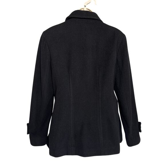 Anne Klein Wool Blend Button Front Pea Coat Jacket Black Size L - Picture 2 of 9